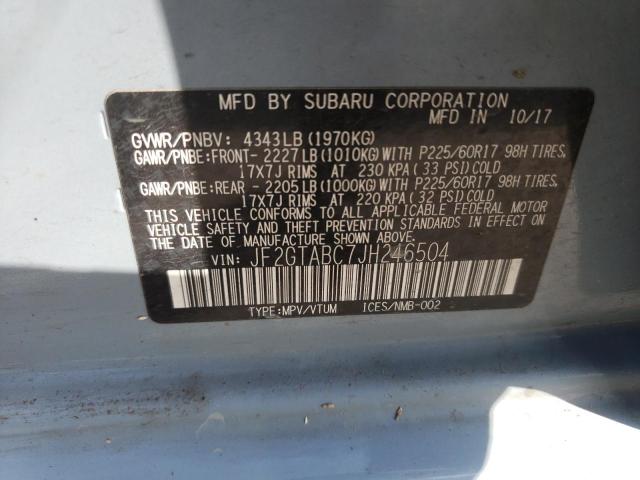 Photo 10 from auction – 2018 SUBARU CROSSTREK with VIN JF2GTABC7JH246504