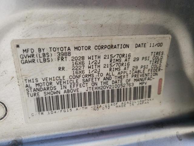 Photo 10 from auction – 2001 TOYOTA RAV4 with VIN JTEHH20V210052763