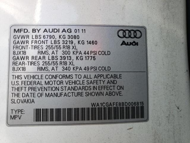 Photo 10 from auction – 2011 AUDI Q7 PREMIUM with VIN WA1CGAFE8BD006815