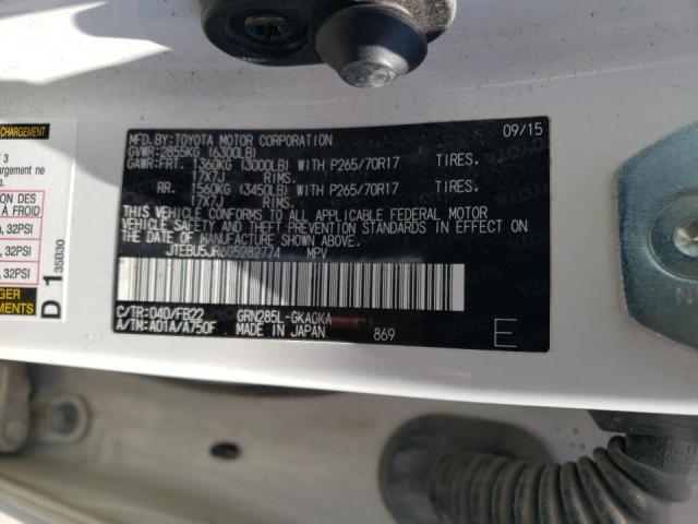Photo 10 from auction – 2016 TOYOTA 4RUNNER SR with VIN JTEBU5JR6G5282774