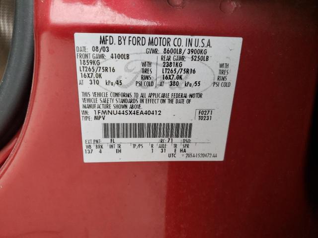 Photo 10 from auction – 2004 FORD EXCURSION with VIN 1FMNU44SX4EA40412