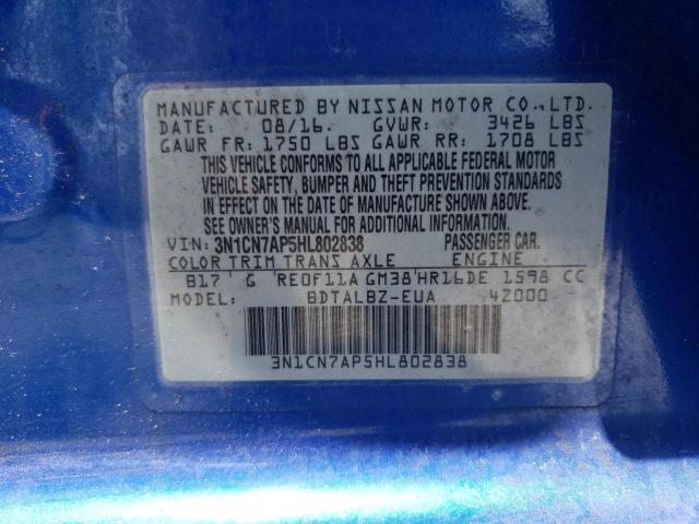 Photo 10 from auction – 2017 NISSAN VERSA S with VIN 3N1CN7AP5HL802838