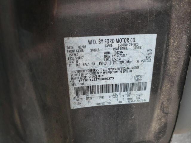 Photo 10 from auction – 2007 FORD F-150 with VIN 1FTRF12227NA50373