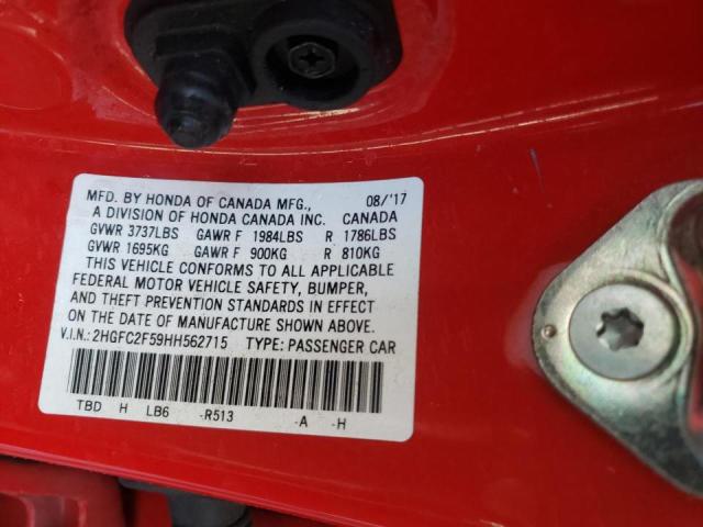 Photo 10 from auction – 2017 HONDA CIVIC LX with VIN 2HGFC2F59HH562715