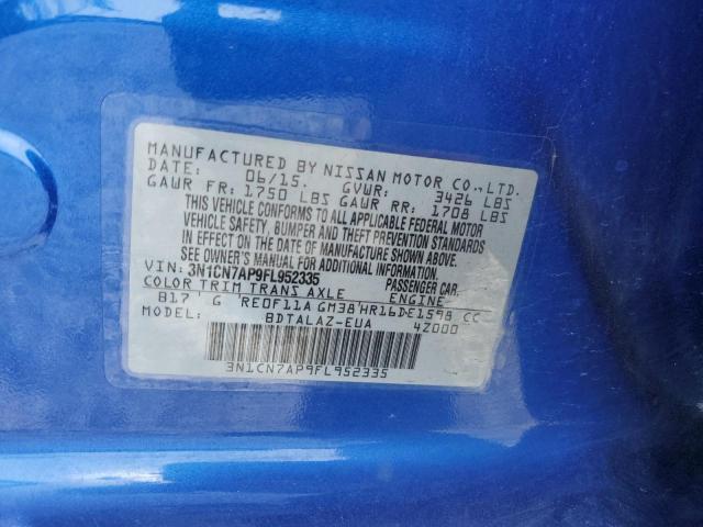 Photo 10 from auction – 2015 NISSAN VERSA S with VIN 3N1CN7AP9FL952335