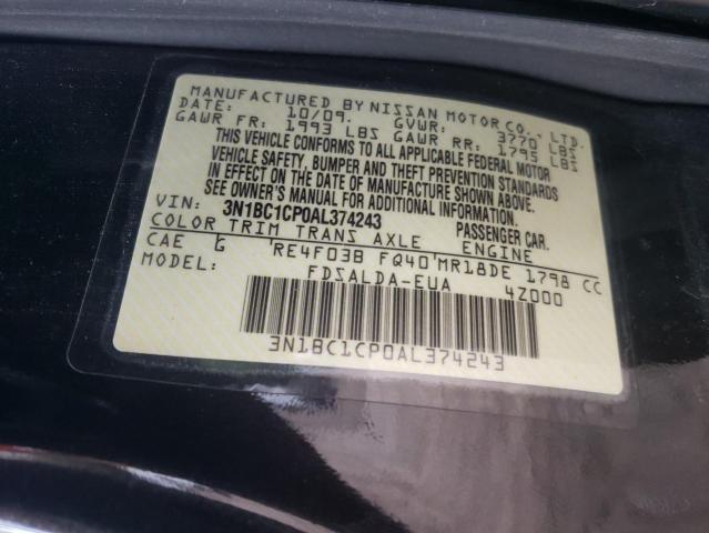 Photo 10 from auction – 2010 NISSAN VERSA S with VIN 3N1BC1CP0AL374243