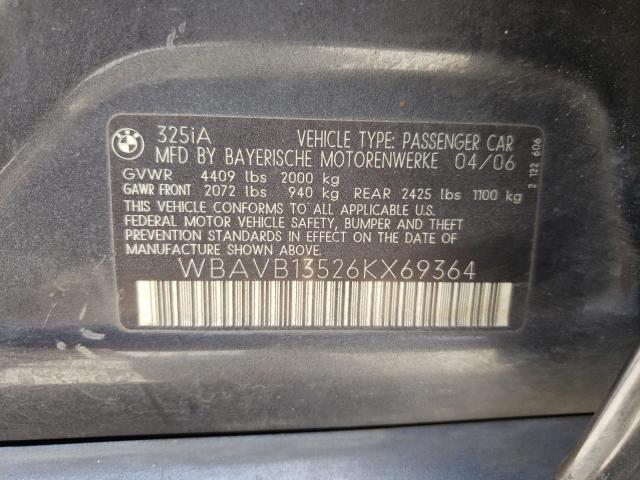 Photo 10 from auction – 2006 BMW 325 I with VIN WBAVB13526KX69364