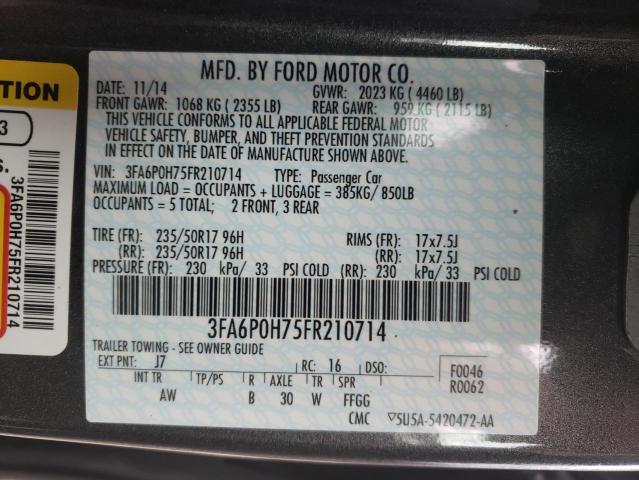 Photo 10 from auction – 2015 FORD FUSION SE with VIN 3FA6P0H75FR210714