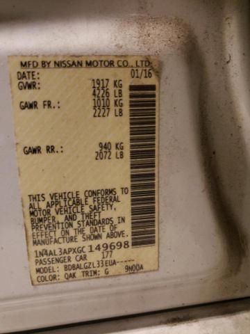 Photo 10 from auction – 2016 NISSAN ALTIMA 2.5 with VIN 1N4AL3APXGC149698