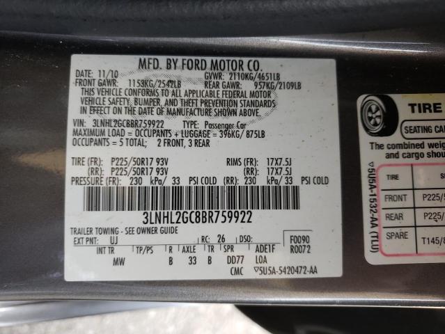Photo 10 from auction – 2011 LINCOLN MKZ with VIN 3LNHL2GC8BR759922