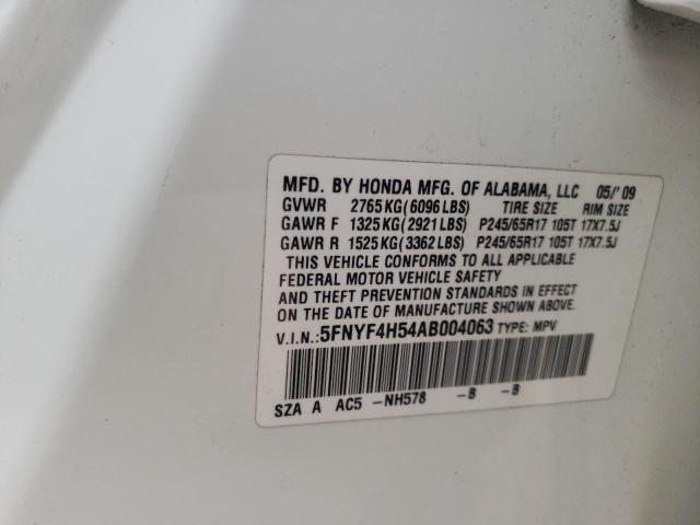 Photo 10 from auction – 2010 HONDA PILOT EXL with VIN 5FNYF4H54AB004063