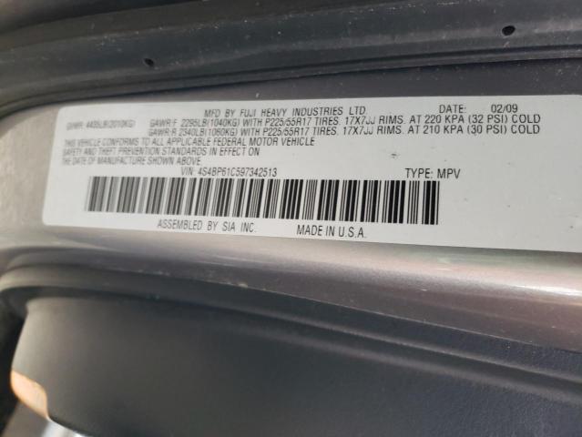 Photo 10 from auction – 2009 SUBARU OUTBACK 2. with VIN 4S4BP61C597342513