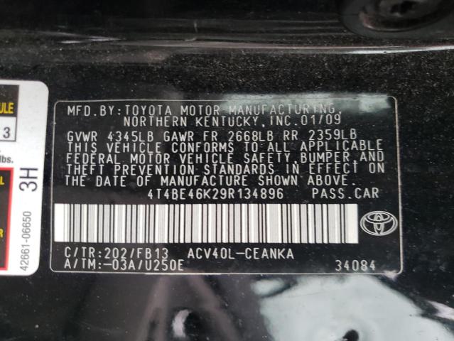 Photo 10 from auction – 2009 TOYOTA CAMRY BASE with VIN 4T4BE46K29R134896