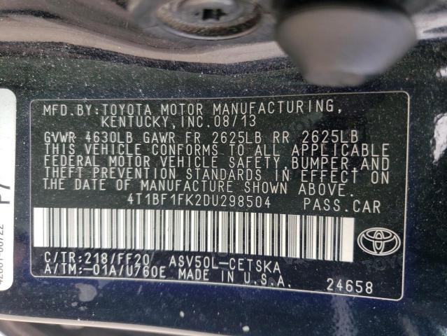Photo 10 from auction – 2013 TOYOTA CAMRY L with VIN 4T1BF1FK2DU298504
