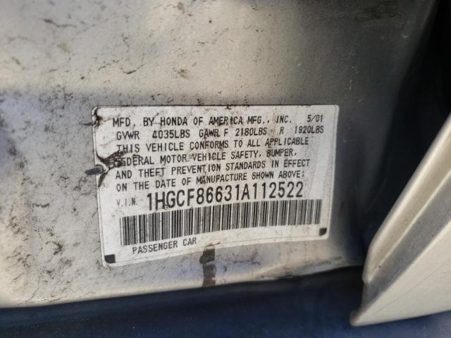 Photo 10 from auction – 2001 HONDA ACCORD with VIN 1HGCF86631A112522