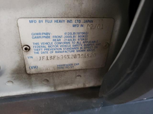 Photo 10 from auction – 2002 SUBARU FORESTER L with VIN JF1SF635X2G701520