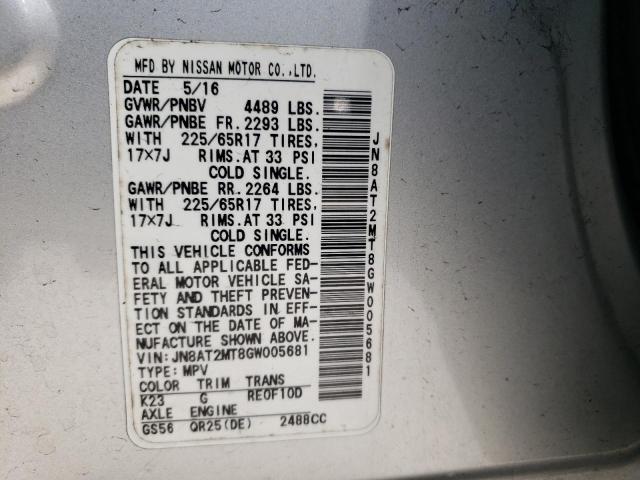 Photo 10 from auction – 2016 NISSAN ROGUE S with VIN JN8AT2MT8GW005681