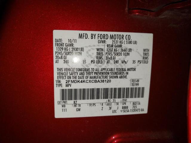 Photo 10 from auction – 2012 FORD EDGE LIMIT with VIN 2FMDK4KCXCBA38120