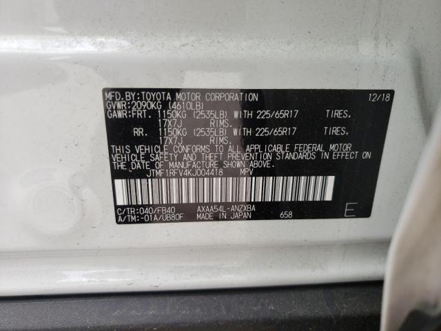 Photo 10 from auction – 2019 TOYOTA RAV4 LE with VIN JTMF1RFV4KJ004418
