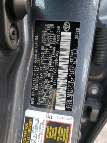 Photo 10 from auction – 2012 TOYOTA CAMRY BASE with VIN 4T1BF1FK7CU004352