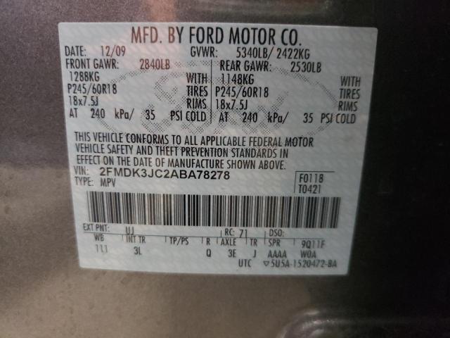 Photo 10 from auction – 2010 FORD EDGE SEL with VIN 2FMDK3JC2ABA78278