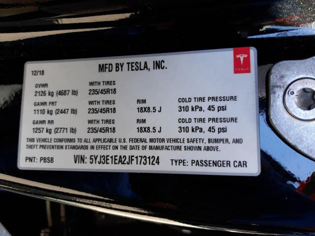Photo 10 from auction – 2018 TESLA MODEL 3 with VIN 5YJ3E1EA2JF173124