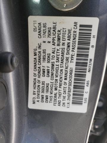 Photo 10 from auction – 2012 HONDA CIVIC LX with VIN 2HGFB2F50CH304661