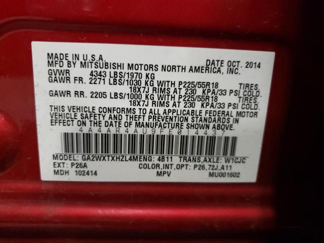 Photo 10 from auction – 2015 MITSUBISHI OUTLANDER with VIN 4A4AR4AU9FE014437
