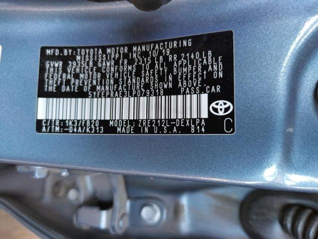 Photo 10 from auction – 2020 TOYOTA COROLLA LE with VIN 5YFEPRAE3LP079318