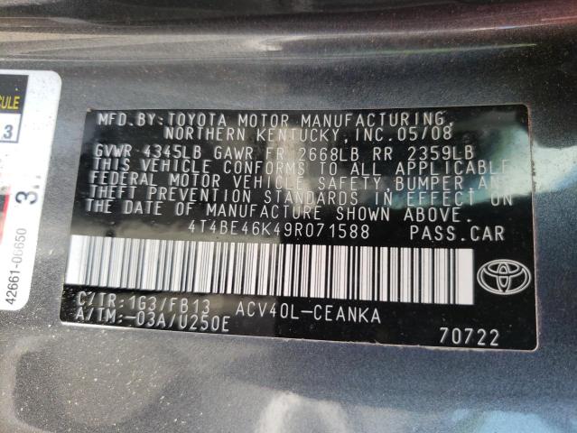 Photo 10 from auction – 2009 TOYOTA CAMRY BASE with VIN 4T4BE46K49R071588