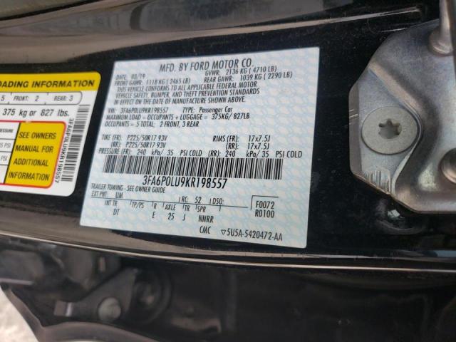 Photo 10 from auction – 2019 FORD FUSION SE with VIN 3FA6P0LU9KR198557