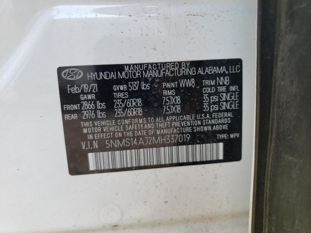 Photo 10 from auction – 2021 HYUNDAI SANTA FE S with VIN 5NMS14AJ2MH337019