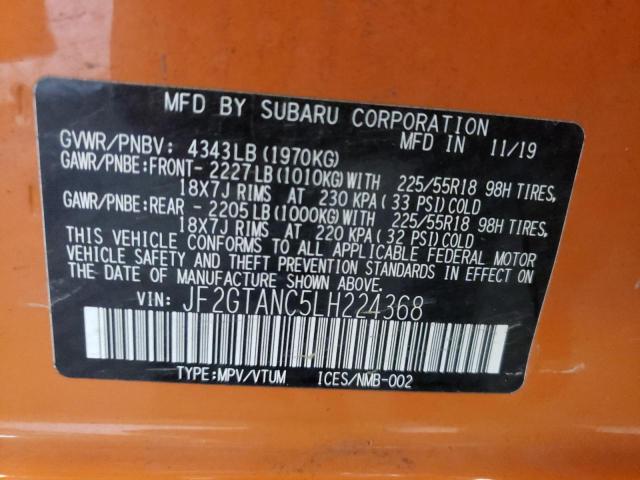 Photo 10 from auction – 2020 SUBARU CROSSTREK with VIN JF2GTANC5LH224368