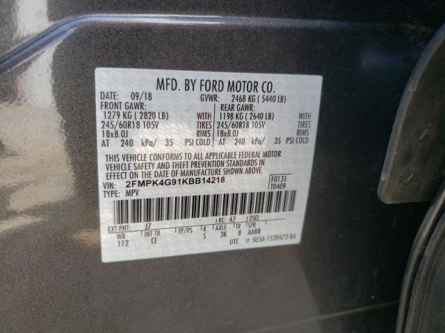 Photo 10 from auction – 2019 FORD EDGE SE with VIN 2FMPK4G91KBB14218