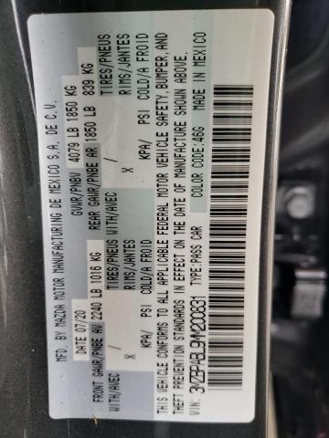 Photo 10 from auction – 2021 MAZDA 3 SELECT with VIN 3MZBPABL9MM200831