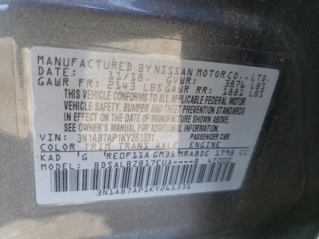Photo 10 from auction – 2019 NISSAN SENTRA S with VIN 3N1AB7AP1KY261331