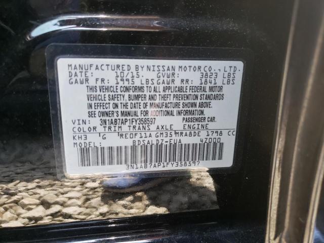 Photo 10 from auction – 2015 NISSAN SENTRA S with VIN 3N1AB7AP1FY358597