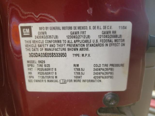 Photo 10 from auction – 2005 BUICK RENDEZVOUS with VIN 3G5DA03E05S533950
