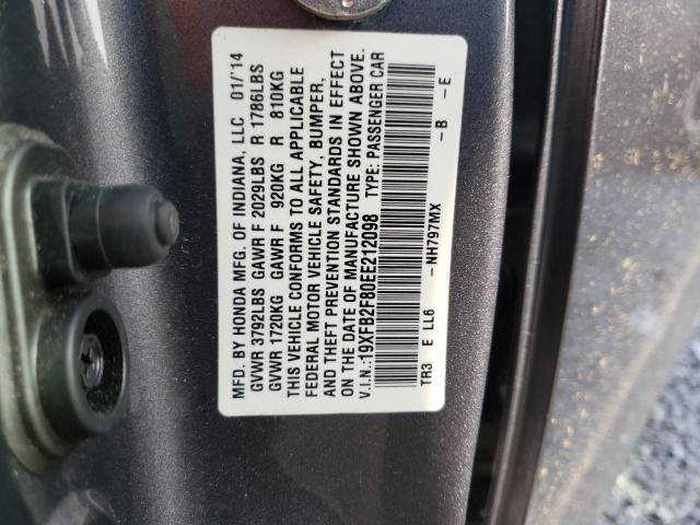 Photo 10 from auction – 2014 HONDA CIVIC EX with VIN 19XFB2F80EE212098