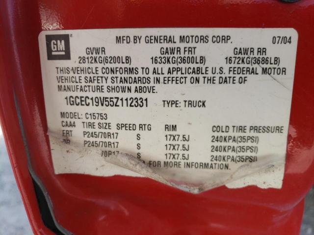 Photo 10 from auction – 2005 CHEVROLET SILVERADO with VIN 1GCEC19V55Z112331