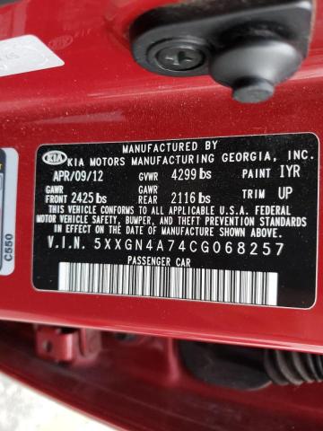 Photo 10 from auction – 2012 KIA OPTIMA EX with VIN 5XXGN4A74CG068257