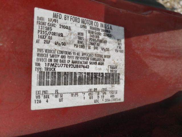 Photo 10 from auction – 2002 FORD EXPLORER S with VIN 1FMZU77E92UB47642