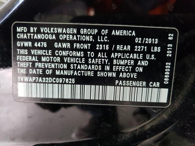 Photo 10 from auction – 2013 VOLKSWAGEN PASSAT S with VIN 1VWAP7A32DC097625