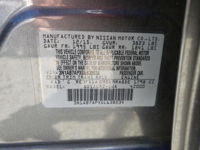 Photo 10 from auction – 2016 NISSAN SENTRA S with VIN 3N1AB7APXGL638534