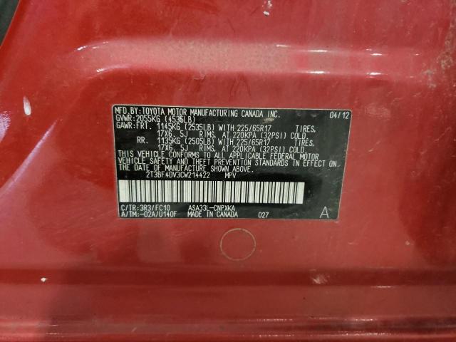 Photo 10 from auction – 2012 TOYOTA RAV4 with VIN 2T3BF4DV3CW214422