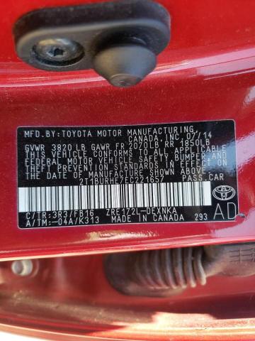 Photo 10 from auction – 2014 TOYOTA COROLLA L with VIN 2T1BURHE7EC221657