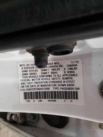 Photo 10 from auction – 2016 HONDA CIVIC LX with VIN 2HGFC2F5XGH510590