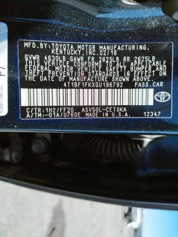 Photo 10 from auction – 2016 TOYOTA CAMRY LE with VIN 4T1BF1FKXGU196792