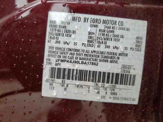 Photo 10 from auction – 2020 FORD EDGE SEL with VIN 2FMPK4J90LBA17862