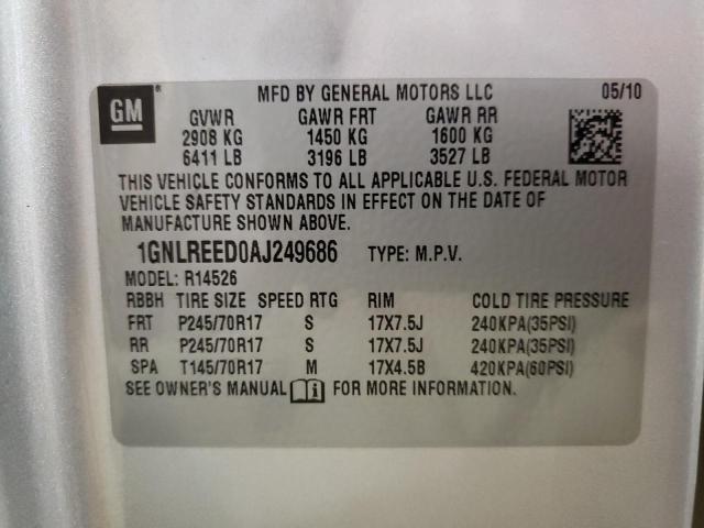 Photo 10 from auction – 2010 CHEVROLET TRAVERSE L with VIN 1GNLREED0AJ249686